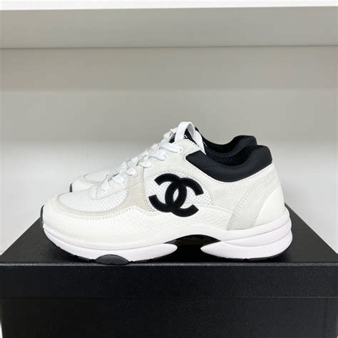 chanel interlocking cc sneakers|chanel black and white sneakers.